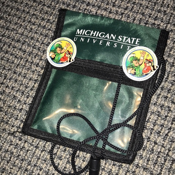 Handbags - Michigan State Spartans Green Clear Badge Wallet with Neck Strap